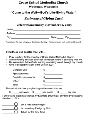 Estimate of Giving - Grace UMC Wautoma