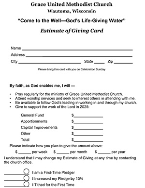 2025 Estimate of Giving Form